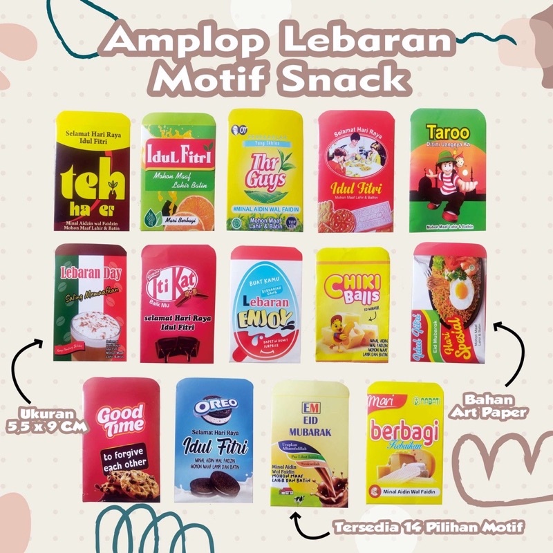 

Amplop Lebaran Snack SIZE Medium 5,5x 11cm (1pack isi 10)