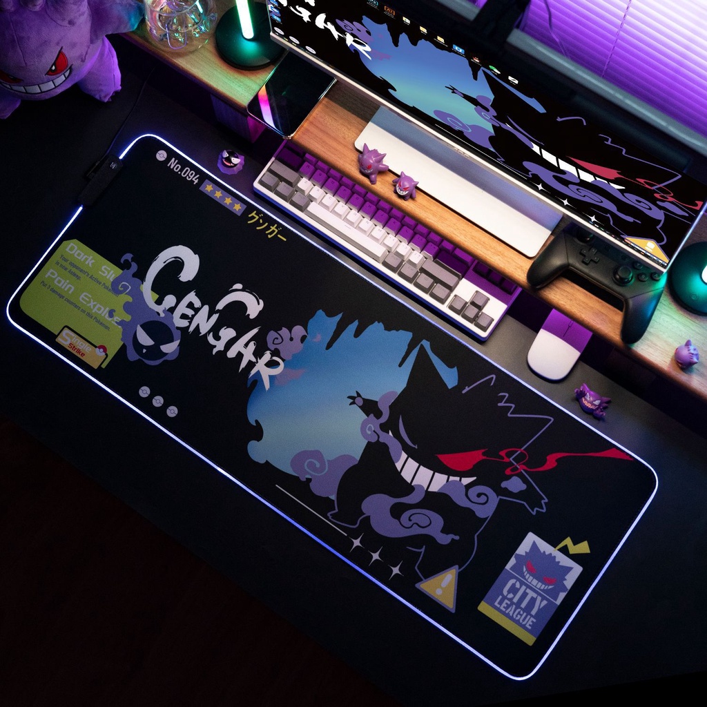 Geekshare Gengar Mouse Pad Gaming Ukuran Besar Dengan Lampu LED