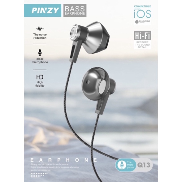 Headset - Earphone Premium PINZY Q13 Metal Series Hifi Sound - Headset Q13