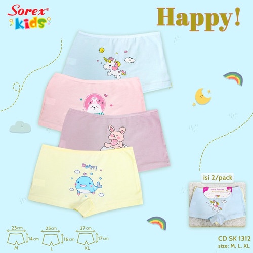 Sorex Kids Celana Dalam CD Boxer Anak Perempuan Isi 2 Pcs