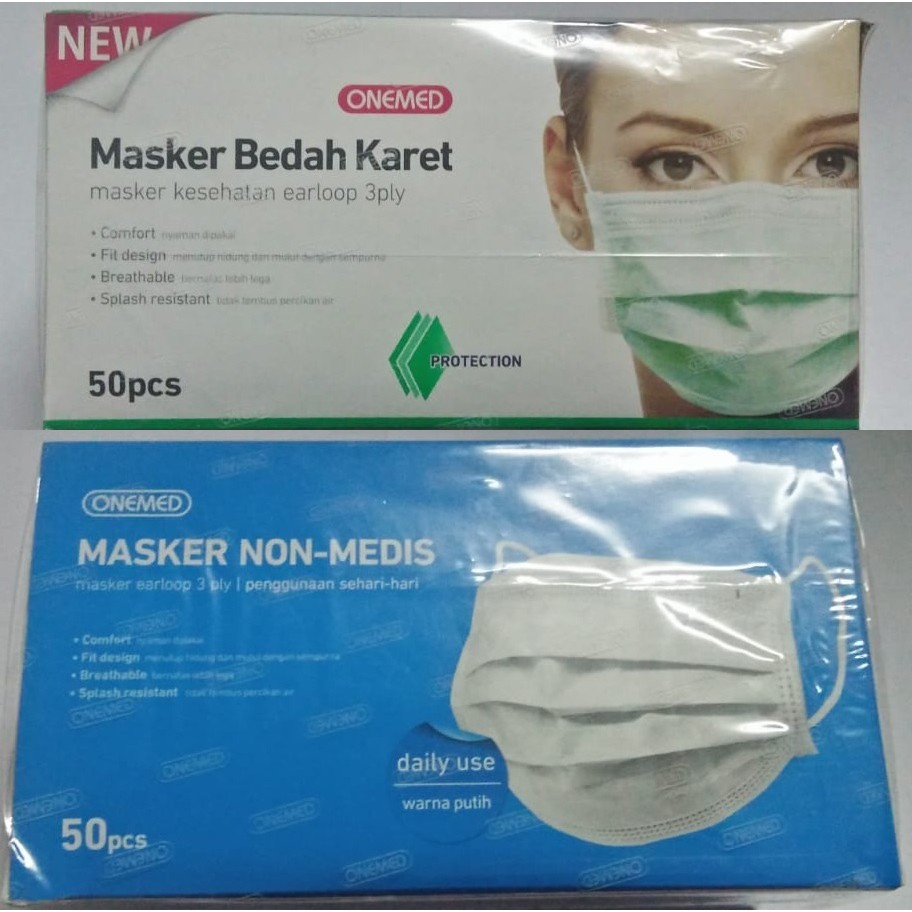 masker OneMed 3 ply 50's masker onemed (MEDIS / NON MEDIS / HIJAB )