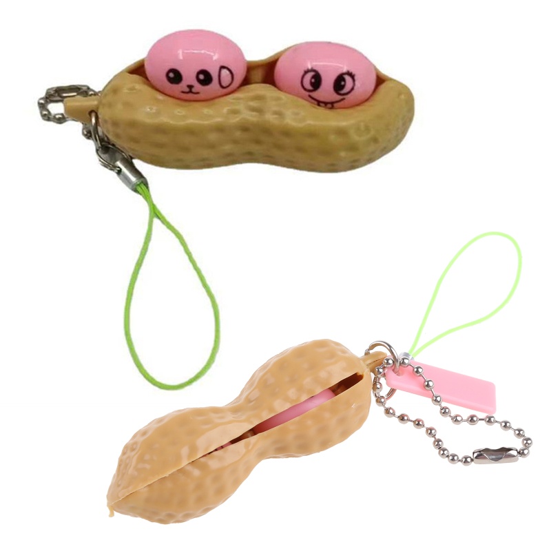 Mary 3 ''Fidget Peanut for Key Chain for Pop Squeeze Toy Anxiety Release Gadget Untuk w/Kacang Lucu Hadiah Anak Lovely Hand