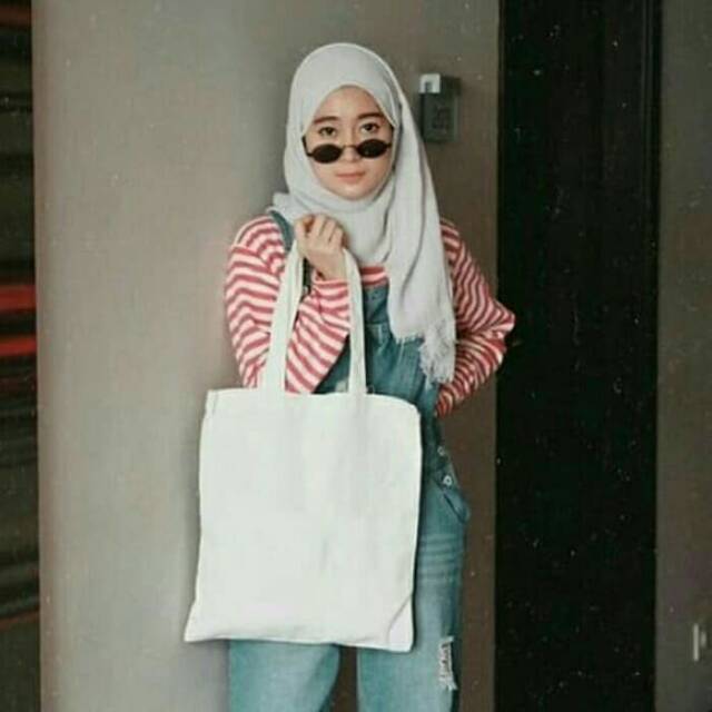 Termurah Pakai resleting totebag kanvas tote bag canvas