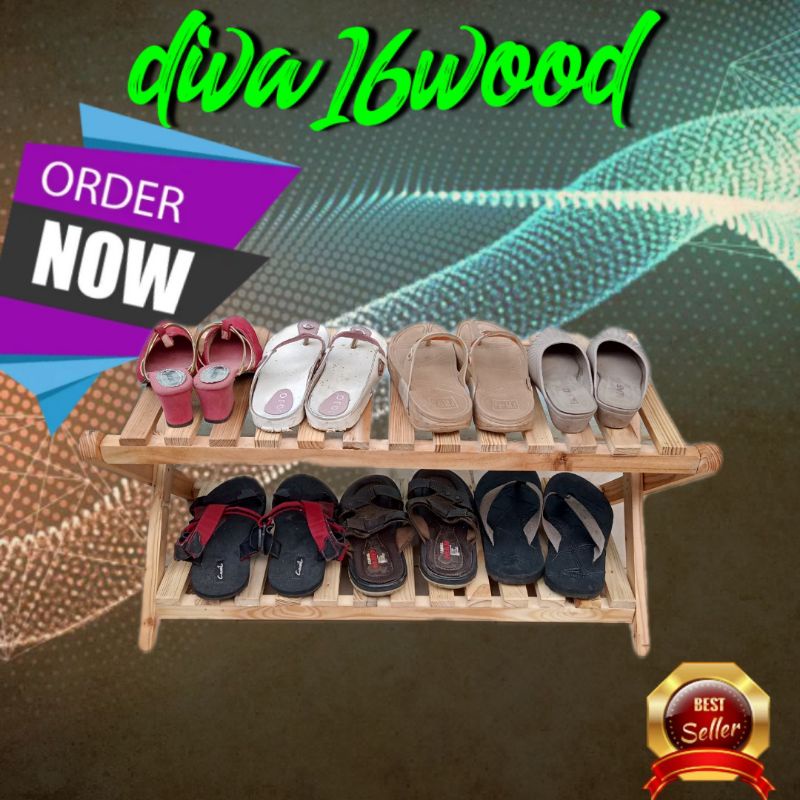 rak sepatu dua susun/rak sepatu lipat/rak sepatu minimalis/rak sepatu 80 cm/rak sepatu kayu jati Bel