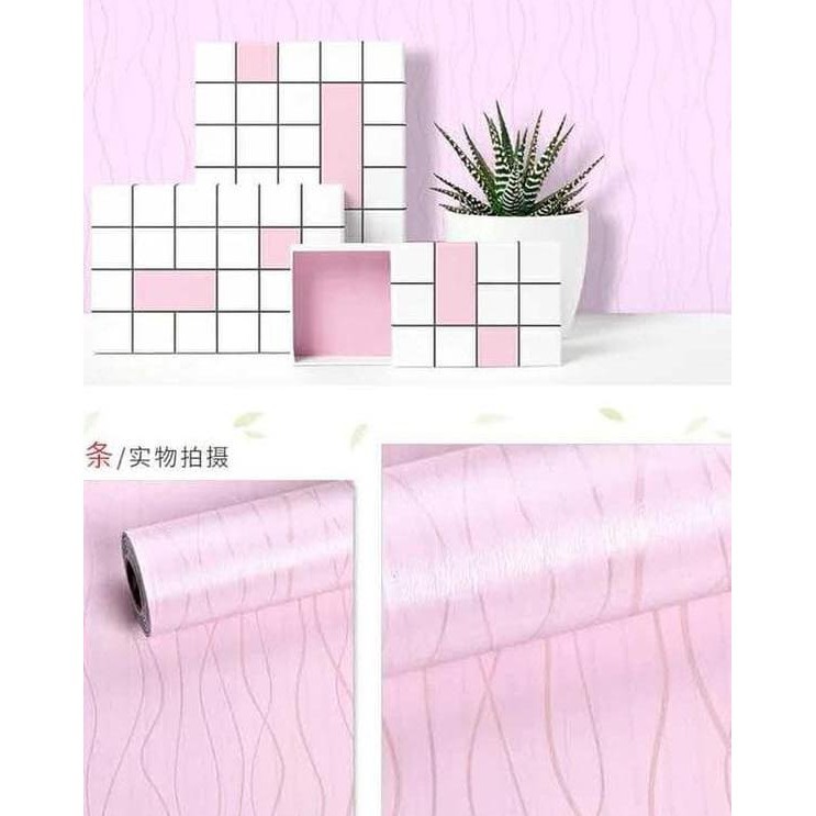 Wallpaper Dinding Garis Gelombang - Wallpaper Sticker PVC ± 9 meter x 45 cm