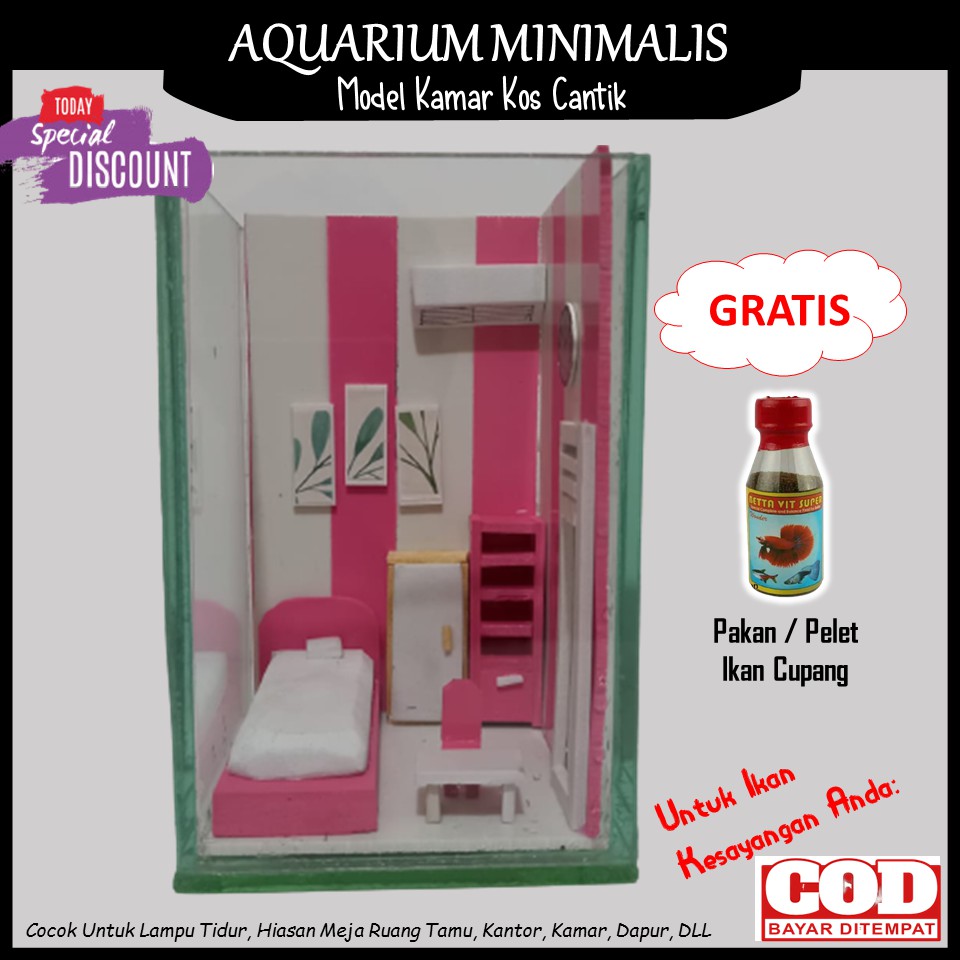 Aquarium Akuarium Soliter Mini Kamar Kos Ikan Cupang  MInimalis Unik Terlengkap