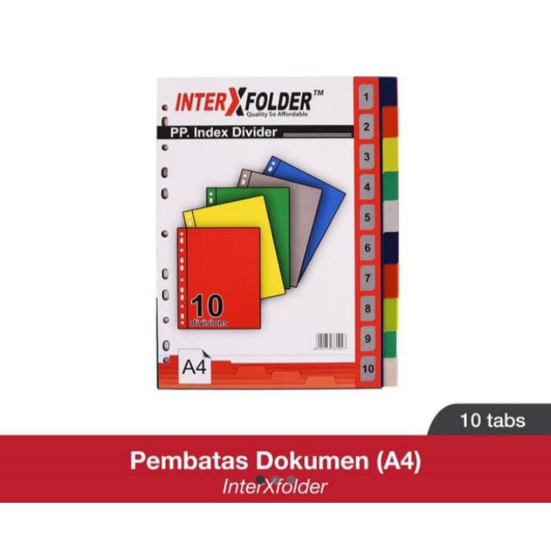 

divider / pembatas A4 10 tabs inter x folder