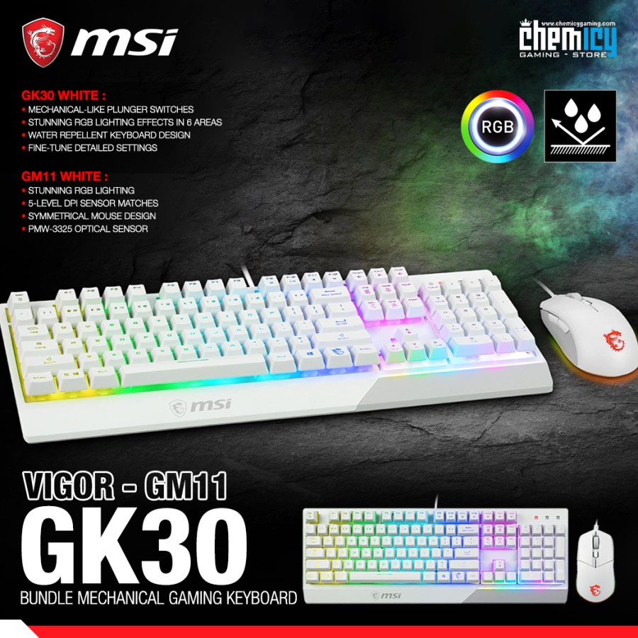 MSI Vigor GK30 Combo White Bundle Gaming Gear