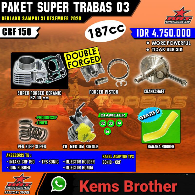 SUPER TRABAS CRF BRT 03 187CC FREE VELOCITY BANANA