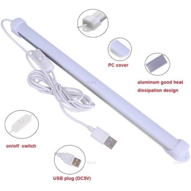 Lampu Neon USB Strip LED 37 Ruang Belajar Kerja Tidur Dapur Meja Rumah