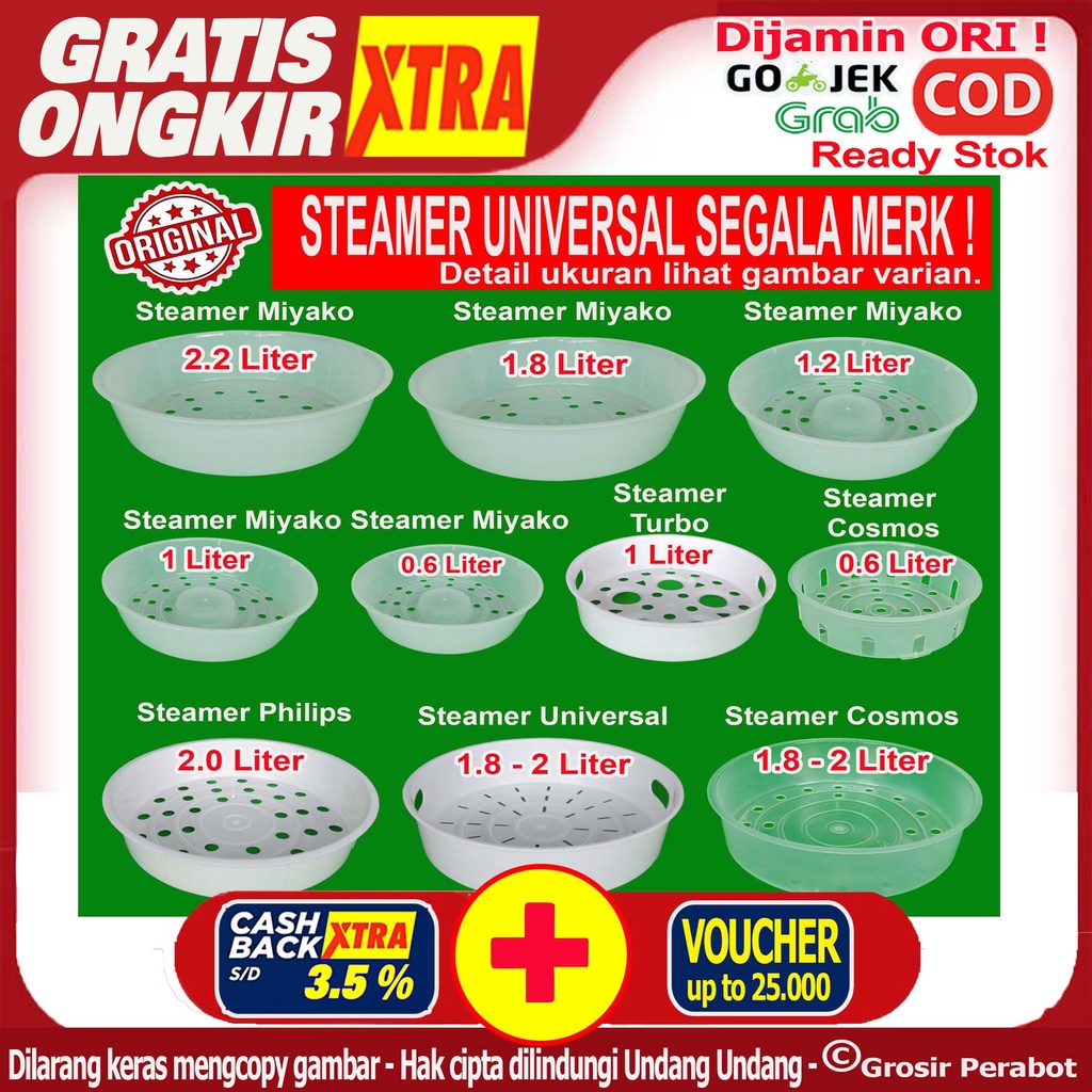 Steamer Wadah Kukusan Rice Cooker Magic Com Miyako dan Merk Lainnya 0.6 1.0 1.2 1.8 2 2.2 3 Liter Sarangan Plastik Megicom Rice Coker Magicom Mejikom Original Asli Miyako