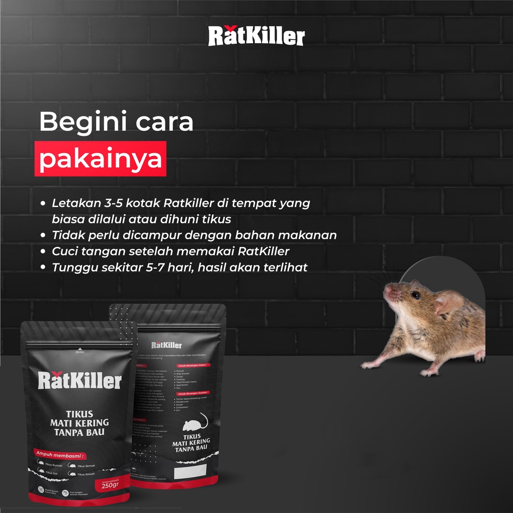 RatKiller Racun Tikus Mati Kering Tanpa Bau / Umpan Pembasmi Tikus 250 Gram