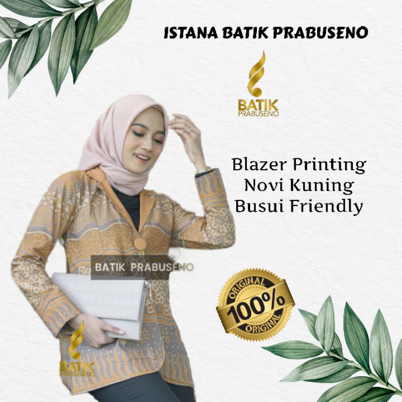 Blazer Novi Kuning Batik Prabuseno Batik Wanita Original Baju Atasan Wanita Kantoran Blazer Batik Pr