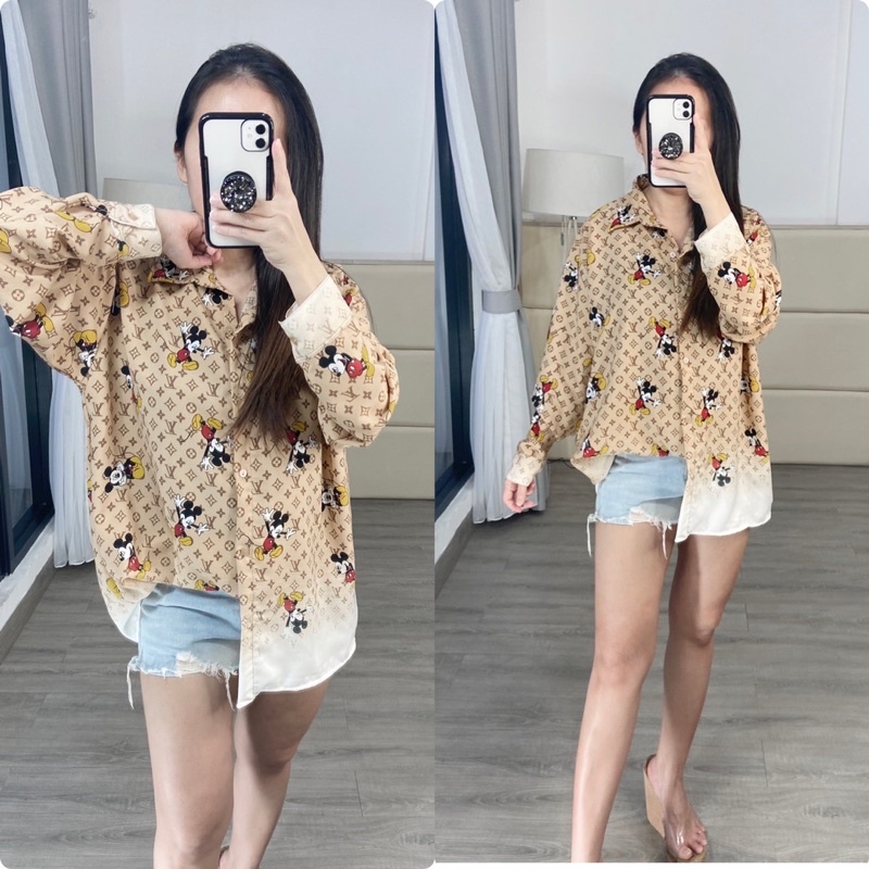 real pic atasan kemeja wanita motif / kemeja oversize / kemeja abstrak