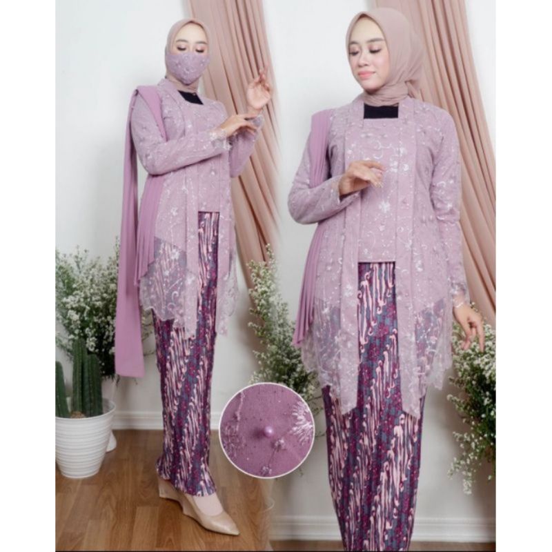 Setelan tunik melayu//kebaya tunik tulle//seragaman kebaya tunik