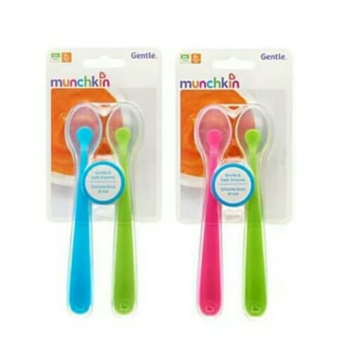 Munchkin Silicone Spoons 2 Packs / Sendok Makan Bayi Silikon 6m+ (Tersedia Varian Warna)