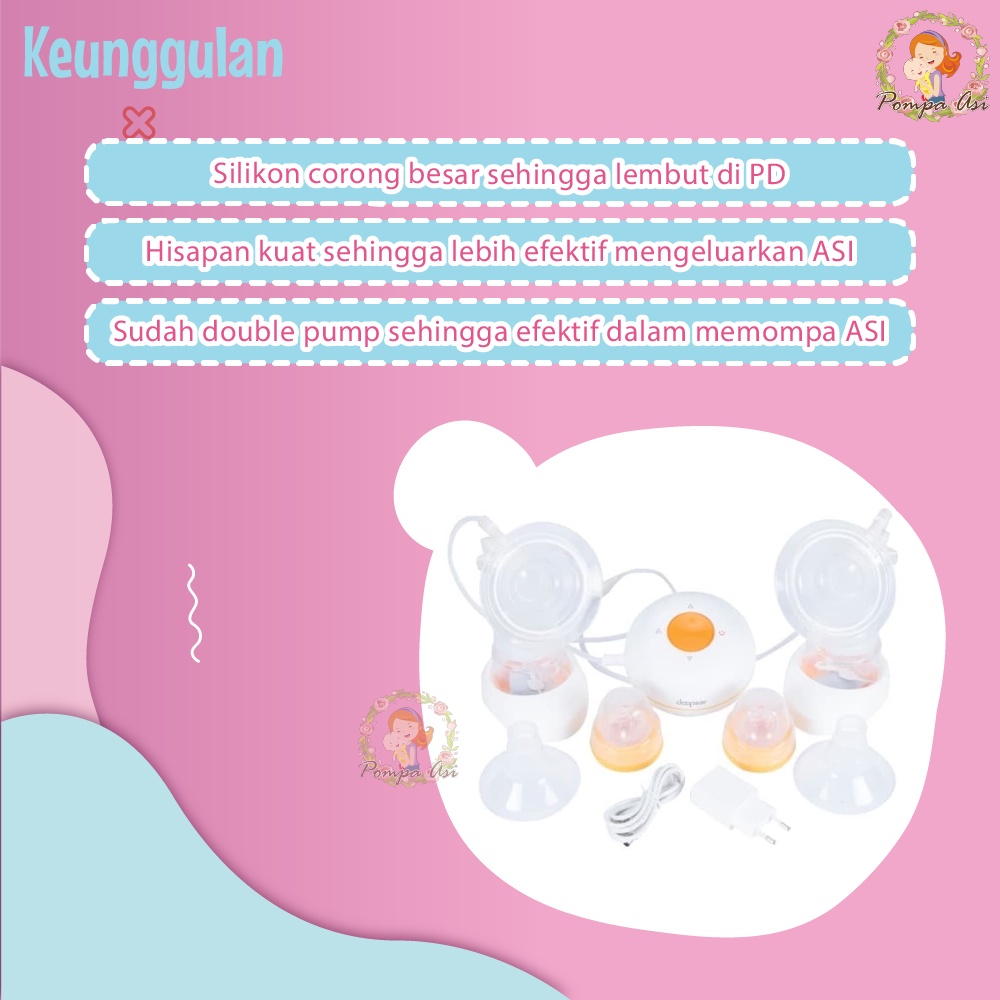 Doopser Double Electric Breast Pump Pompa Asi Elektrik Portable Murah Berkualitas By Mallpomopaasi
