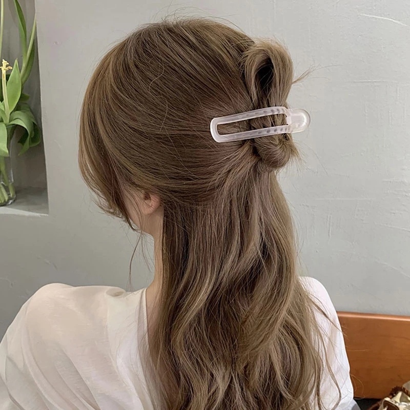 Wanita Fashion Sederhana Matte Frosted Besar Duckbill Klip/Gadis Temperamen Ponytail Holder Akrilik Warna Gradien Jepit Rambut/Gadis Elegan Aksesoris Rambut Styling Alat