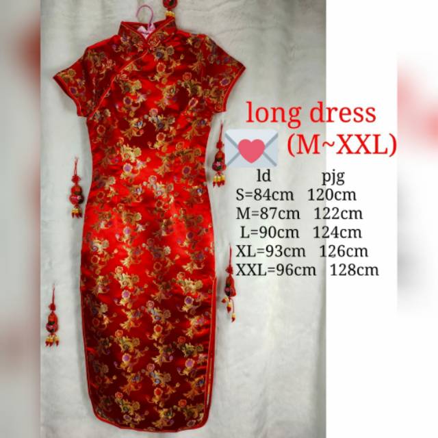 BAJU CHEONGSAM WANITA DEWASA DRESS IMLEK MERAH GAUN DRES merah
