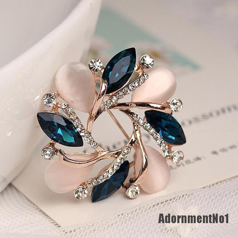 (Adornmentno1) 1pc Bros Pin Bentuk Bunga Bauhinia Aksen Kristal Untuk Aksesoris Dress Wanita