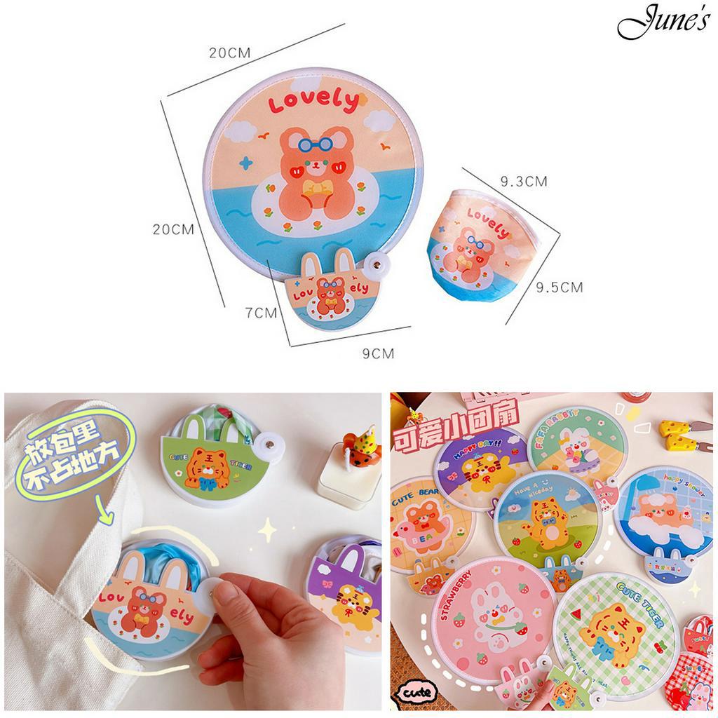 Kipas Tangan Lipat Portable Hand Fan Plastic Cartoon Cute Kids Praktis Simple