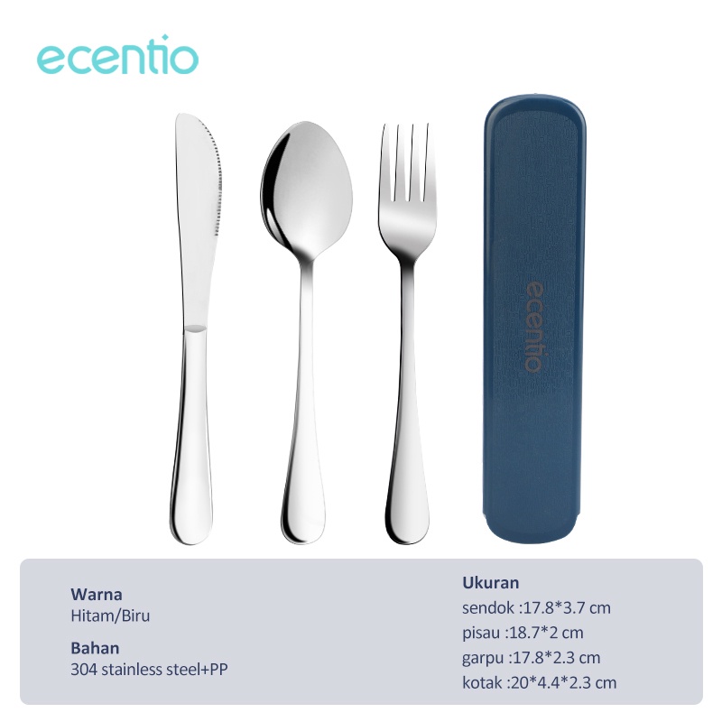 ecentio Sendok Makan Stainless Alat Makan Peralatan Makan Set 3pcs Pisau Garpu Dan Sendok