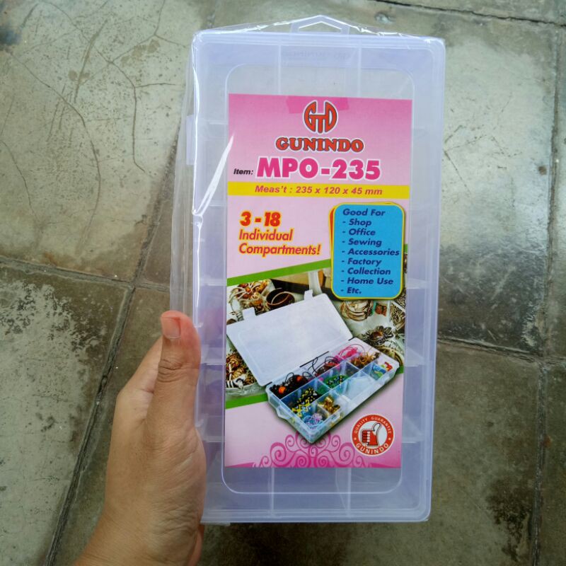Kotak Box 3 - 18 Sekat MPO 235 Gunindo Sekat Bisa Diubah Multipurpose Multibox Perkakas MPO235