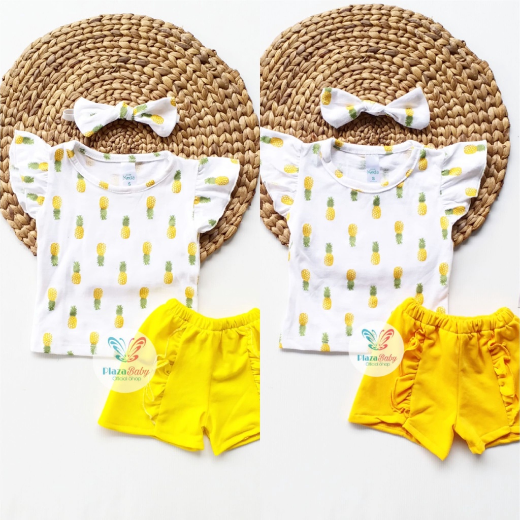 Plazababyku MX VALERIE SETELAN BANDO CPDK setelan bayi motif bunga yang lucu free headband PART2