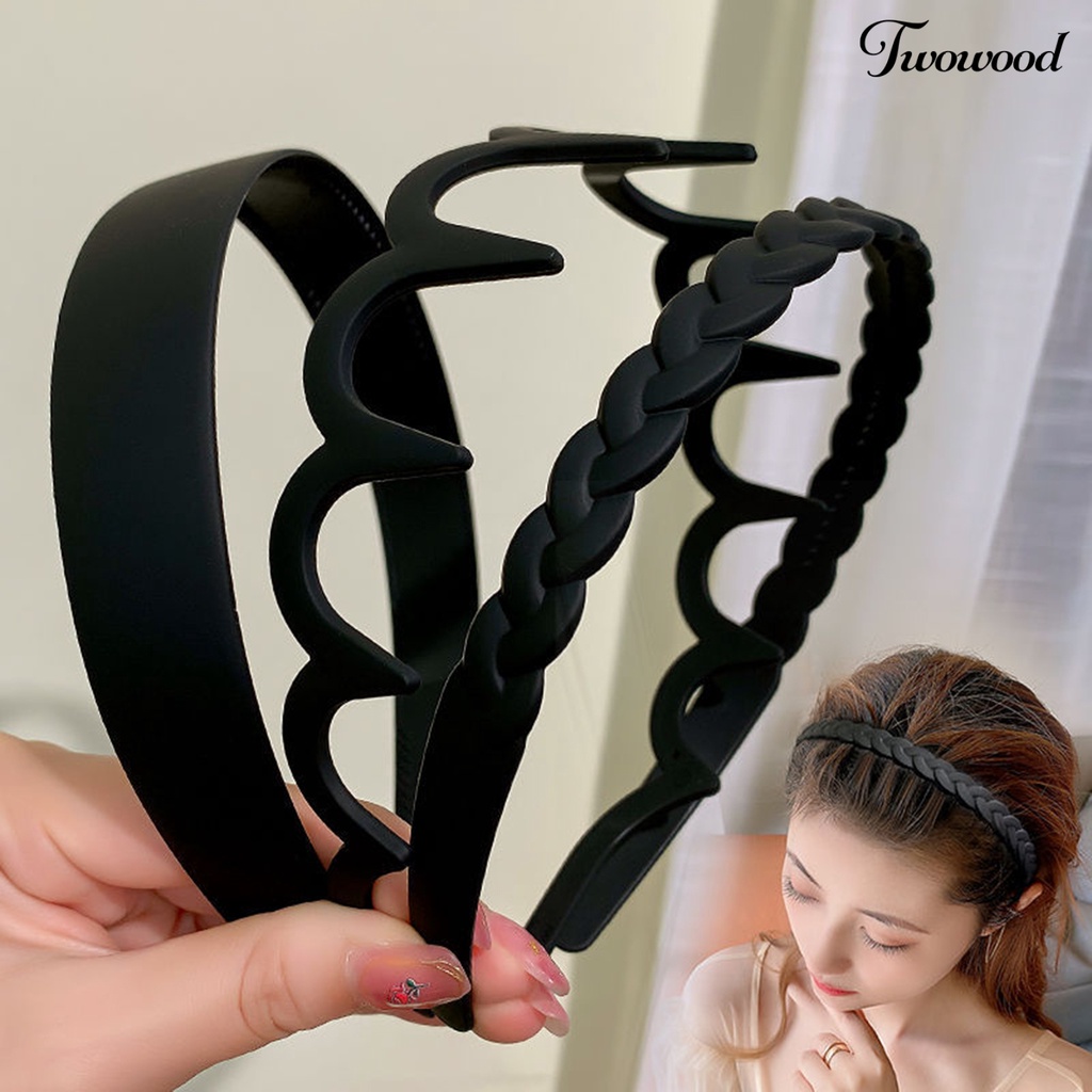 3 Pcs Sisir Rambut Bentuk Gelombang Anti slip Warna Hitam Untuk Aksesoris Hoops