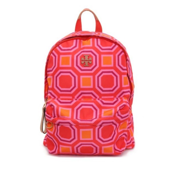 Tas Ransel Tory Burch Vivid Orange Octagon Square Nylon Backpack Original