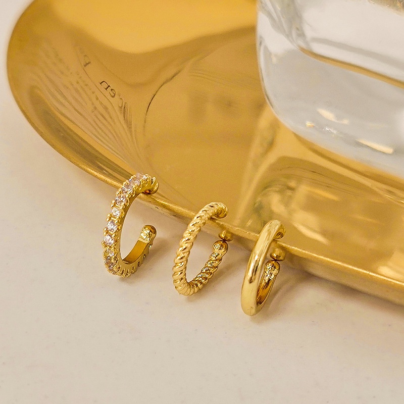 3pcs / Set Anting Klip Wanita Hias Berlian Imitasi Gaya Minimalis / Elegan / Korea / Simple Untuk Pesta