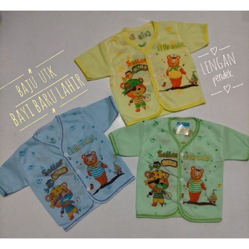 (12 pcs) baju bayi baru lahir tangan pendek sablon