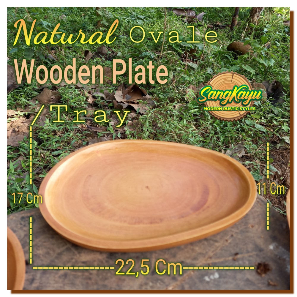 Piring kayu oval Wooden plate tray nampan oval kayu piring saji
