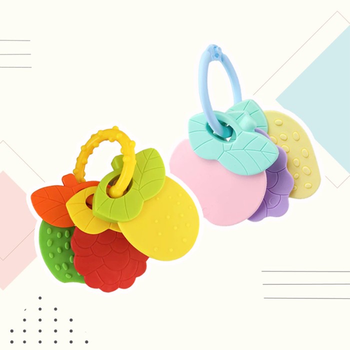 Teether bayi berbentuk buah 3in1, Mainan gigitan bayi BPA Free teether bayi bentuk buah 3in1 gigitan bayi gigitan dot bayi gigitan bayi