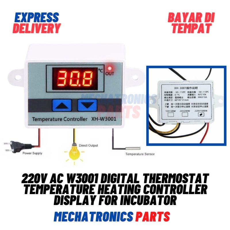 [BAYAR DITEMPAT]THERMOSTAT DIGITAL XH-W3001 TEMPERATURE PENGATUR SUHU OTOMATIS AC 220V PENETAS TELUR