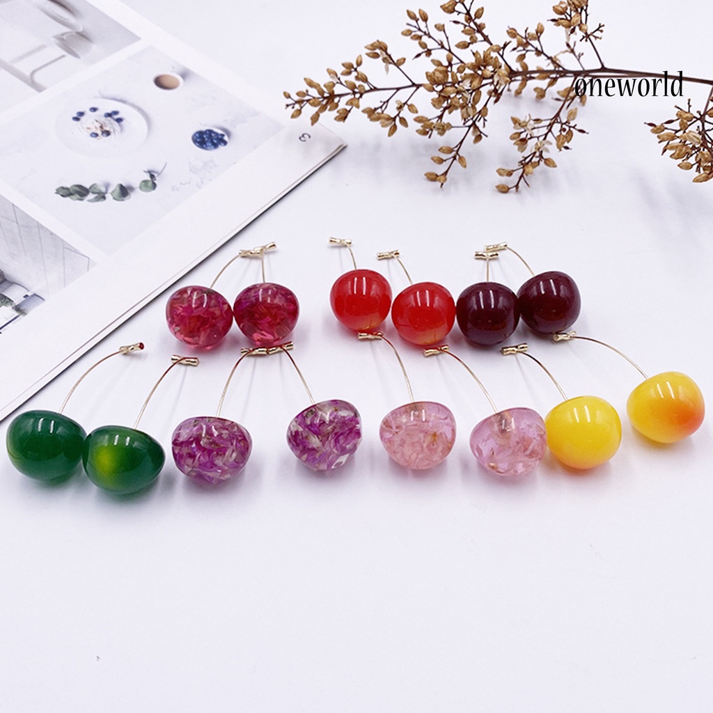 OW# 1 Pair Women Sweet Cherry Fruit Pendent Earrings Studs Jewelry Accessories Gift