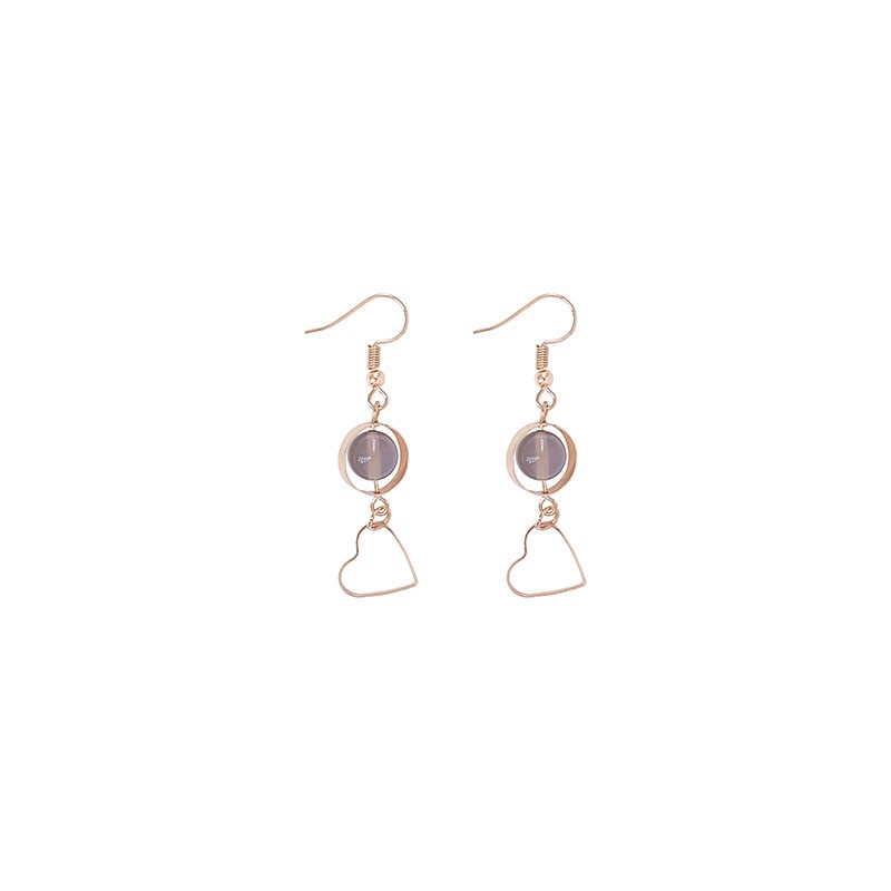 [littlecrab] GBK3 Anting Wanita Korea Abu Hitam Love Elegan Korean Style