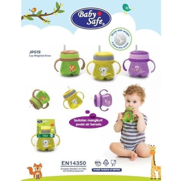 Baby Safe JP019 Trainer Cup Weighted Straw Tempat Minum Bayi Sedotan
