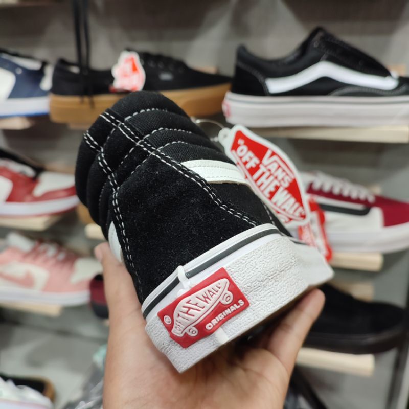 sepatu vans sk8 high black white tali sepatu sekolah smp sma