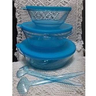 Tupperware Original 3S Bowl Set - Mangkok Wadah Saji Makanan Kristal / Crystal - Promo Cuci Gudang