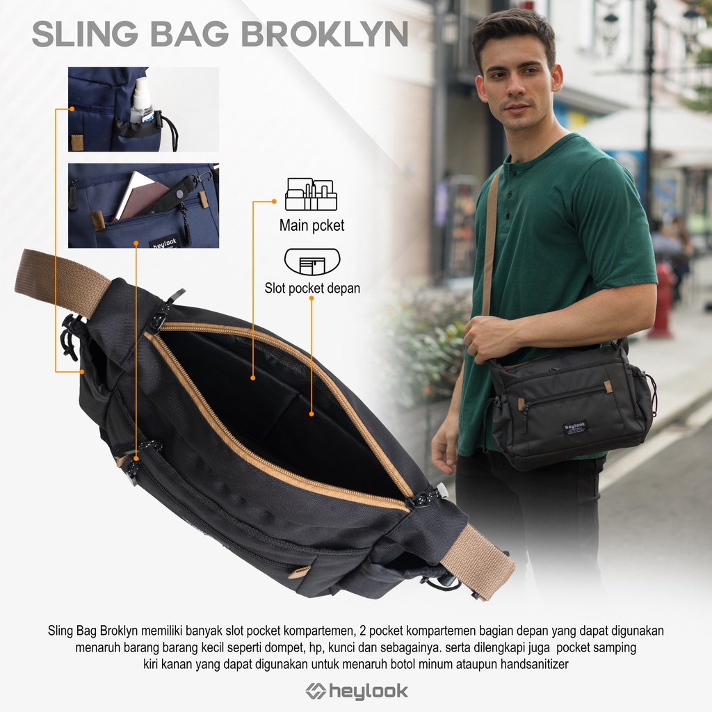 HEYLOOK Project - Tas Selempang Pria BROKLYN Tas Pria Dsitro Tas Slempang Cowok Murah