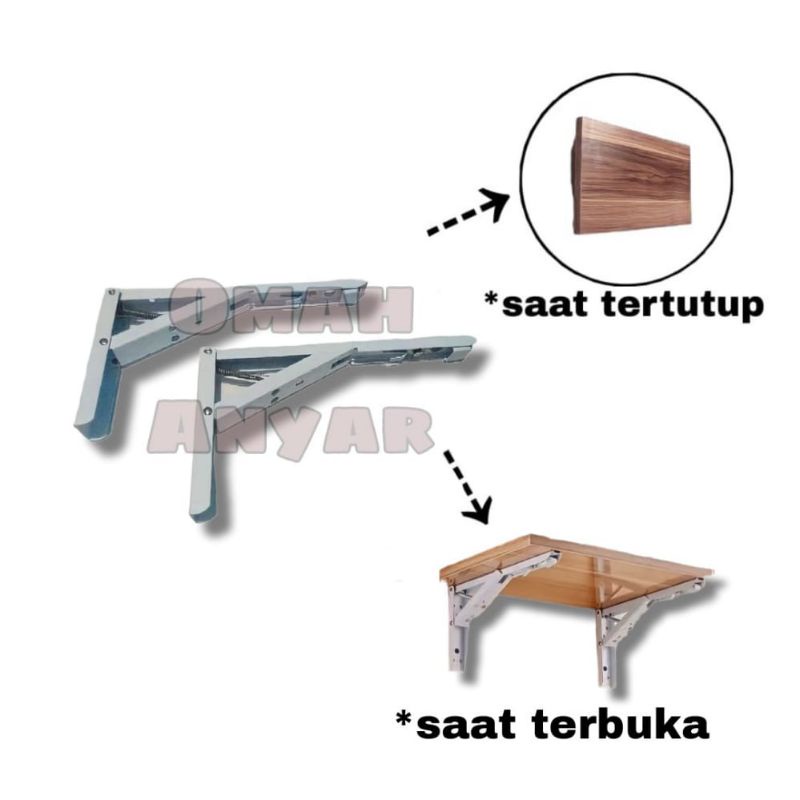 Siku Lipat Fold Bracket Meja Rias Laptop Rak Portable Engsel Sikutan Wallshelf Shelving