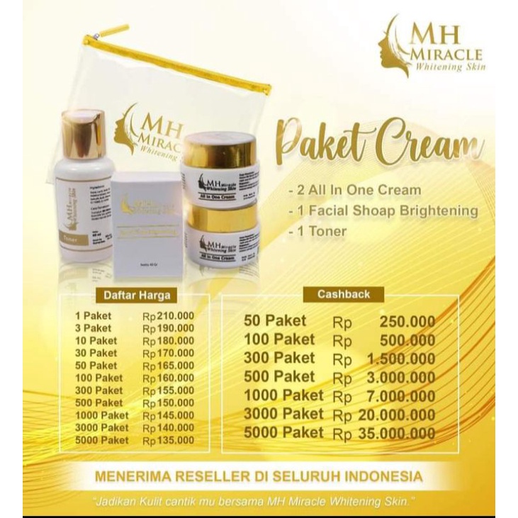 Paket 2 Cream MH MIRACLE WHITENING SKIN (Paket Hemat) ORIGINAL