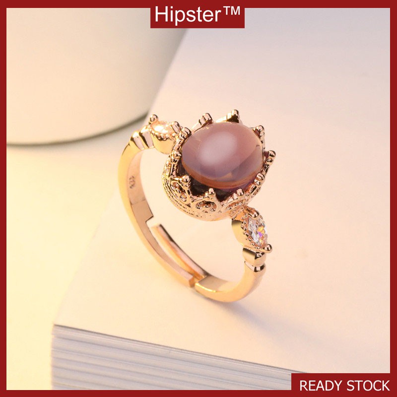 Fashion Adjustable Pembukaan Kreatif 18K Mawar Emas Bertatahkan Amethyst Cincin