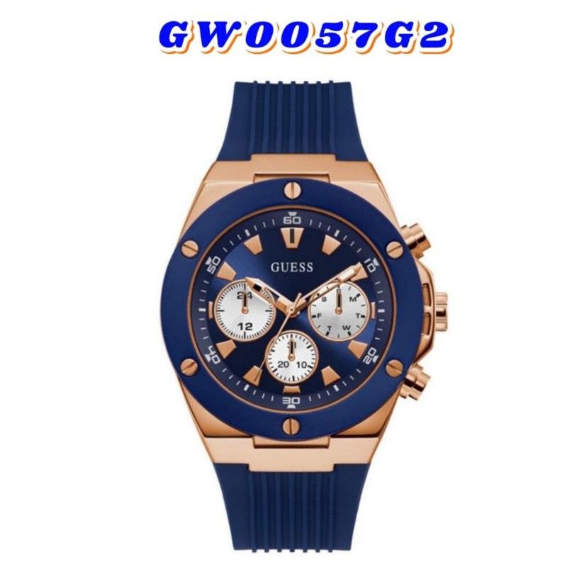 JAM TANGAN PRIA ORI GUESS BLUE TYPE GW0057G2 RUBBER