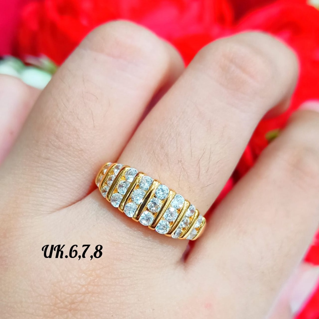 Set Perhiasan Dewasa anti karat permata zircon lapis emas18k terkini