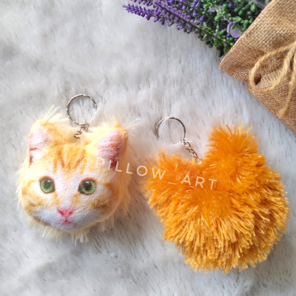 Pillowart - Gantungan Kunci Motif Kucing Bulu Rasfur - ART122