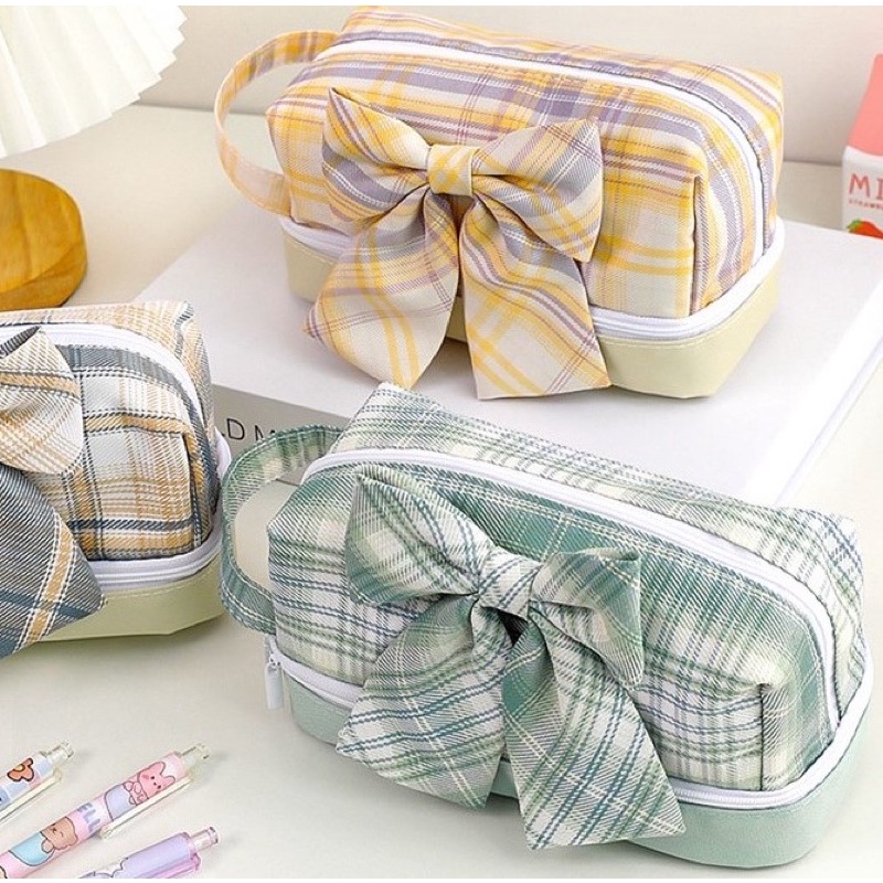 

KENSHO Kotak Pensil Pita Korea Aesthetic / Pencil Case Ribbon / Pastel / Plaid / Cute