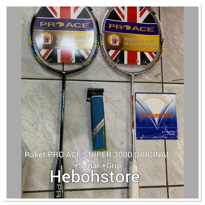 Unik Paket Murah Raket Badminton Pro ace SNIPER 3000+ Senar pro Ace ORI Limited