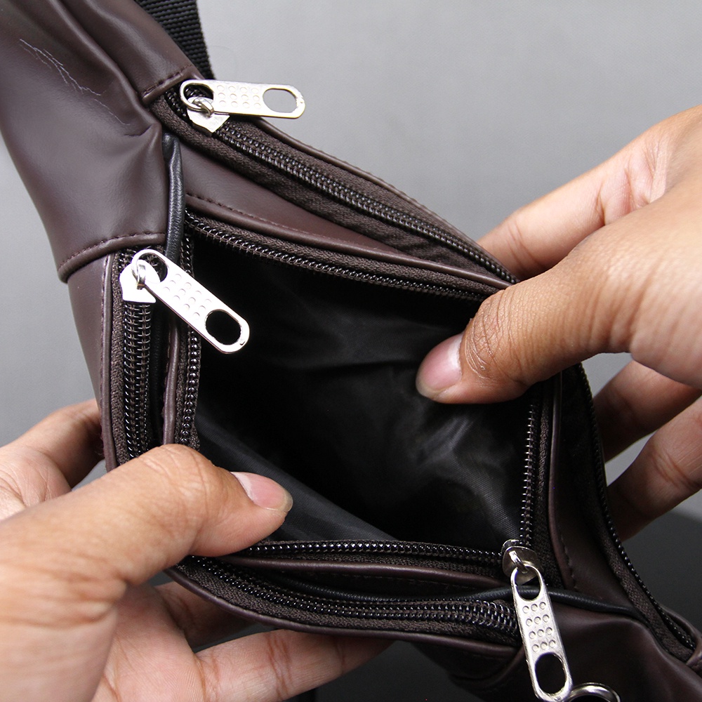 Tas Selempang Pria Kulit Premium Tas Slempang Pria Kulit PU Ada Lubang Earphone Waterproff EWL01 GARANSI ORIGINAL